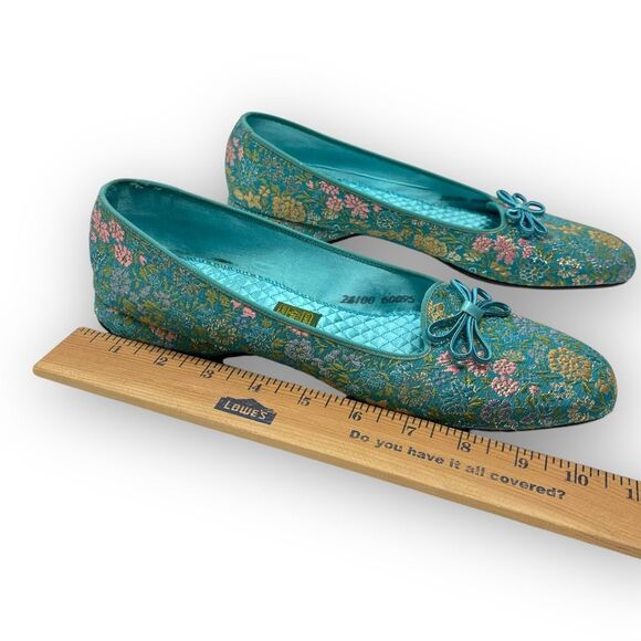 Vintage Daniel Green Teal Slippers Embroidered Bow USA Made Women’s 10 N (2A100) - Picture 12 of 12